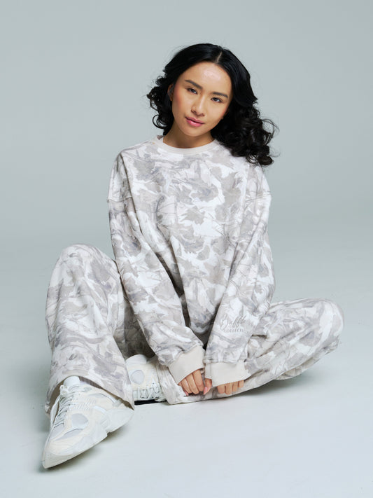 Plush Fleece Crew Pullover - Snow Camo