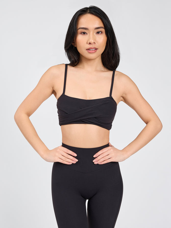 Ivy Wrap Sports Bra - Onyx Black Image 7