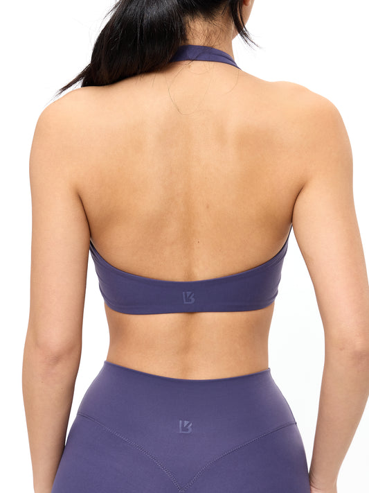 Poshknit Scrunch Halter Sports Bra - Shadow Berry