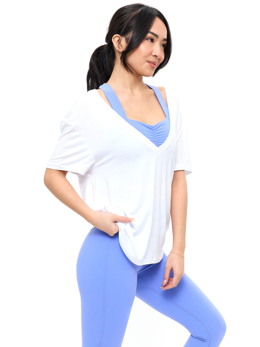 V Neck Pump Cover - White