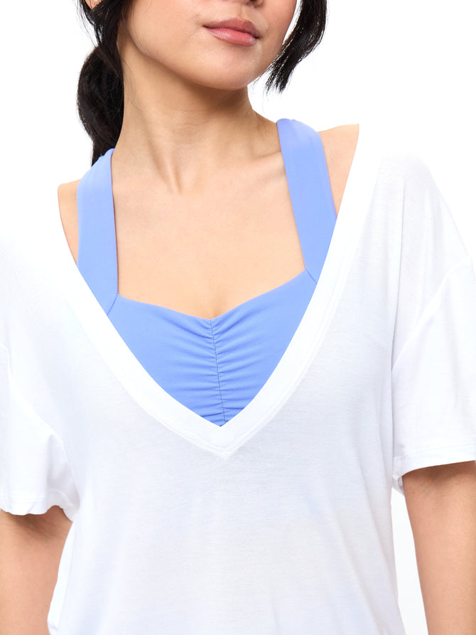 V Neck Pump Cover - White Image 3