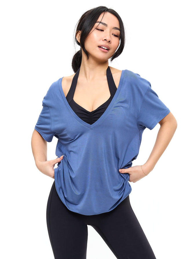 V Neck Pump Cover - Denim Blue Image 4