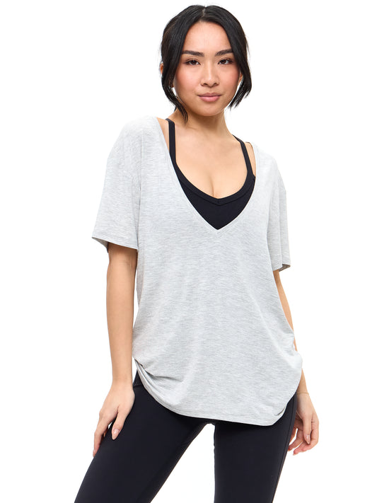 V Neck Pump Cover - Heather Grey