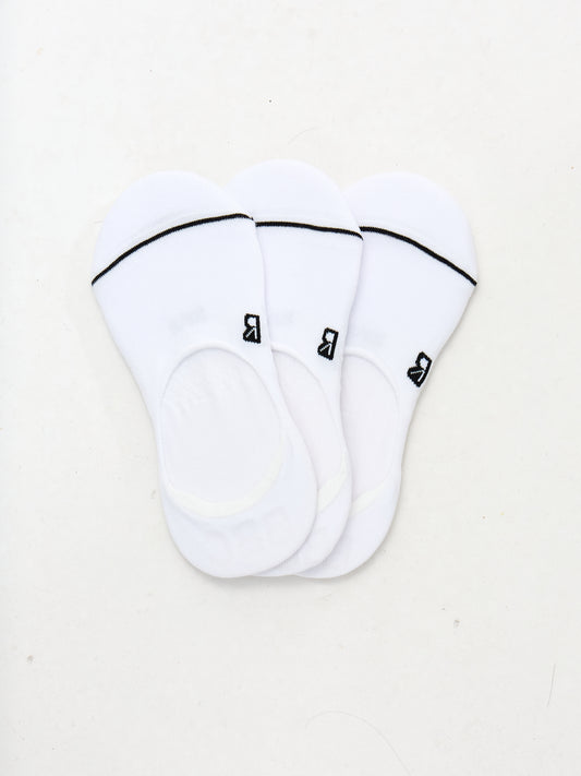 3 Pack No Show Socks - White