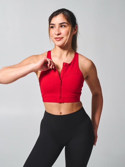 Wicked Zip Sports Bra - Lipstick Red