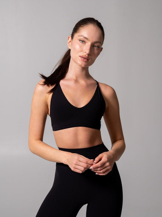 Girlfriend Reversible Sports Bra - Onyx Black and White
