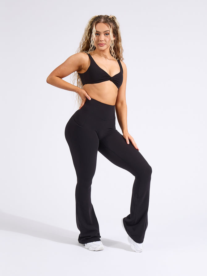 Contour Pocket Flare Legging - Onyx Black Image 5