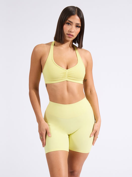 Halter Seamless Sports Bra - Afterglow Yellow