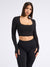 Long Sleeve Butter Crop - Onyx Black Image 2