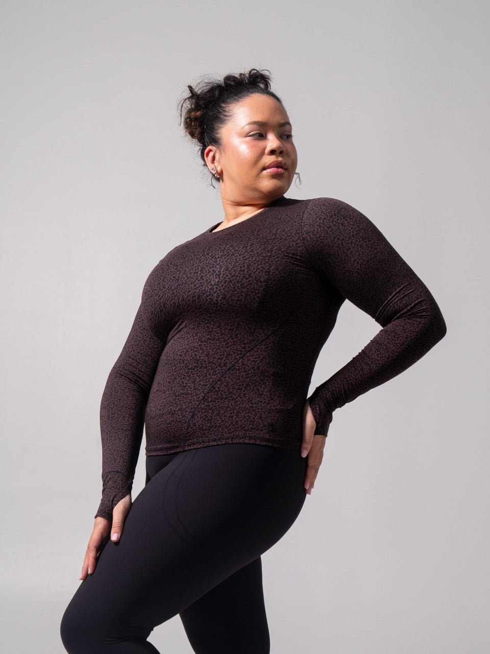 Halo Long Sleeve Hip Tee - Leopard Print