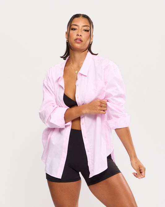 Boyfriend Button Up Shirt - Pink