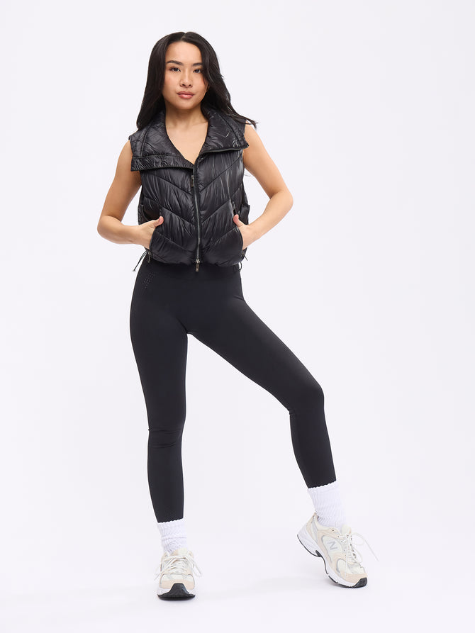 Cinch Waist Puffer Vest - Onyx Black Image 1