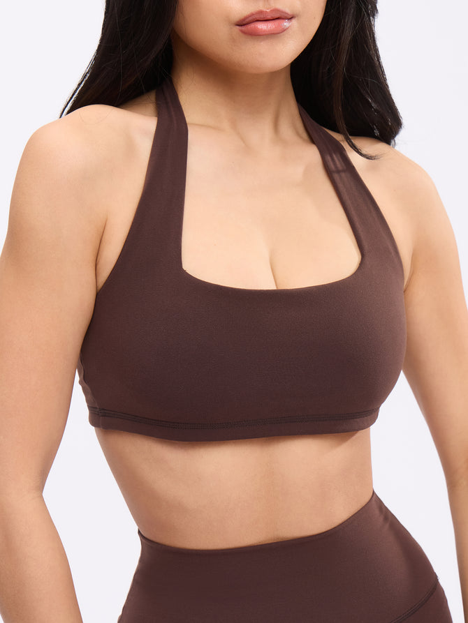 Revolution Halter Sports Bra - Journey Dark Brown Image 0