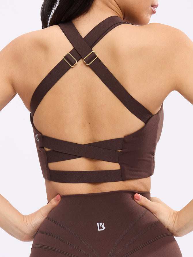 Candy Wrap Sports Bra - Journey Dark Brown Image 3