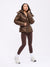 Waist Taper Puffer Jacket - Dark Brown Image 3