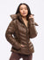 Waist Taper Puffer Jacket - Dark Brown Image 6