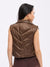 Cinch Waist Puffer Vest - Dark Brown Image 4