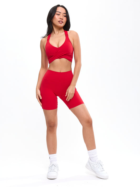 Candy Wrap Sports Bra - Lipstick Red