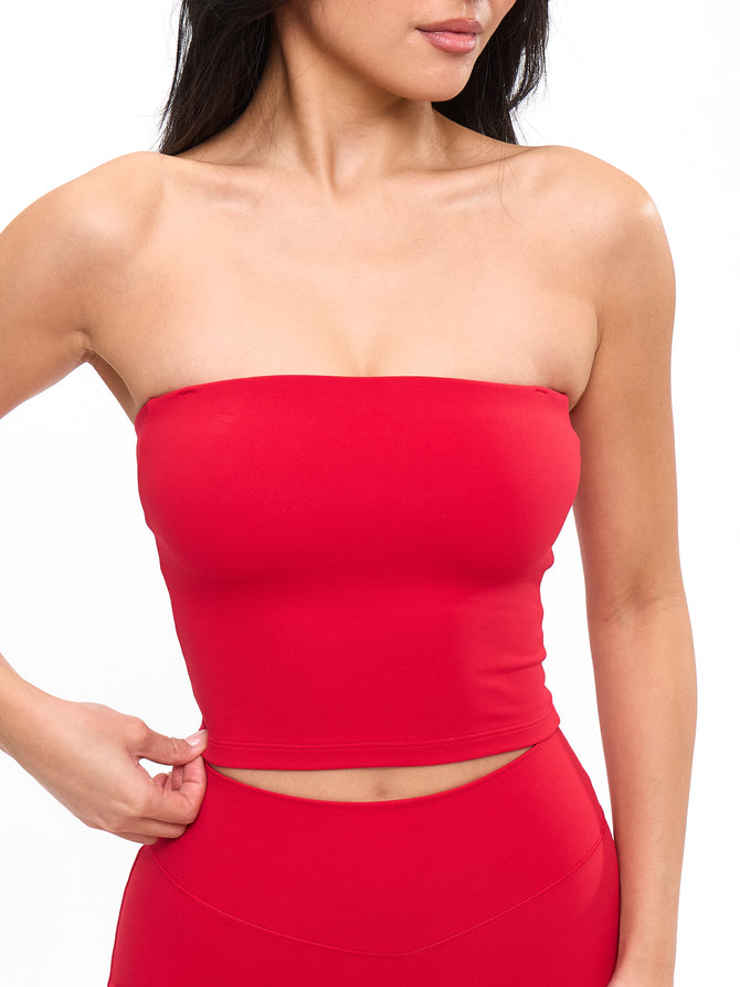 Butter Bandeau Crop - Lipstick Red Image 2