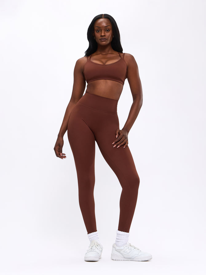 Limitless Laser Cut Sports Bra - Mocha Image 1