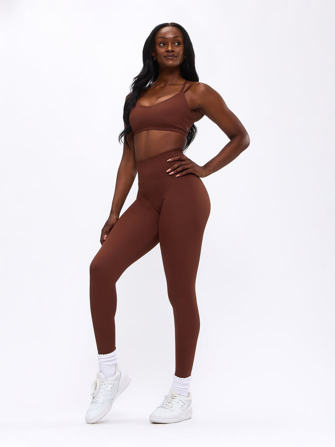 Lit Laser Cut Legging - Mocha Image 1