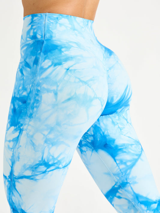 Aggressive Scrunch Flare Legging - Blue Bubbles Tie Dye
