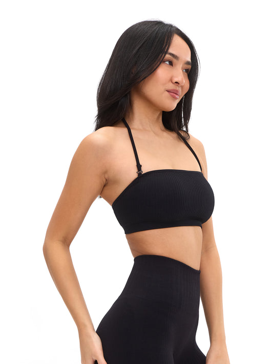 Seamless Ribbed Bandeau - Black