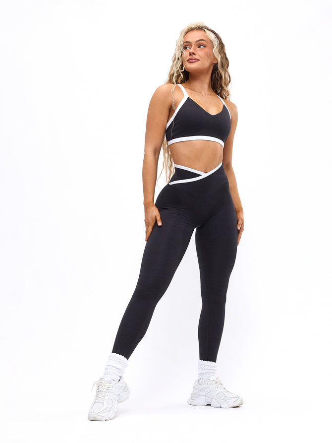 Dream Heather Contrast Legging - Onyx Black and White Image 5