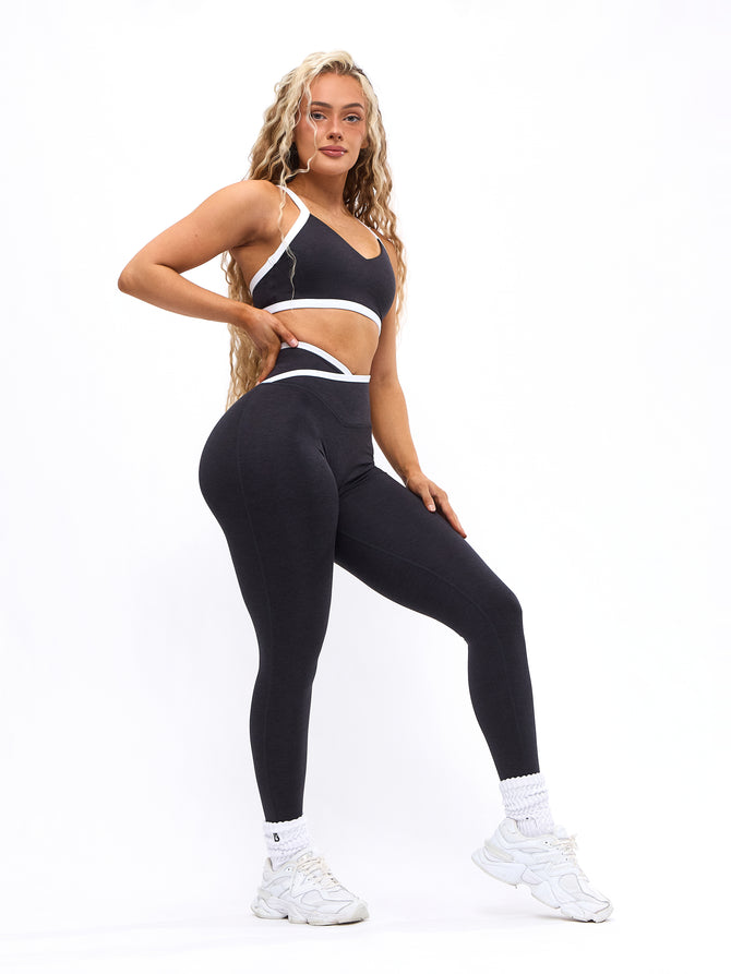 Dream Heather Contrast Legging - Onyx Black and White Image 6