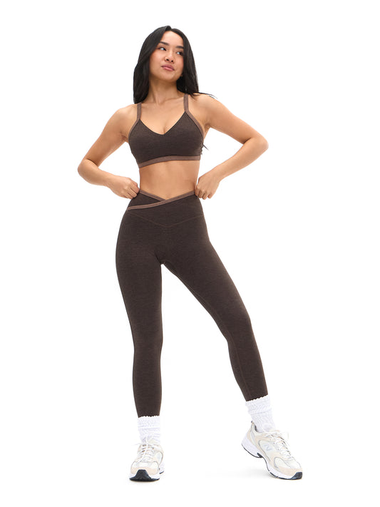 Dream Heather Contrast Sports Bra - Cold Brew and Grounds