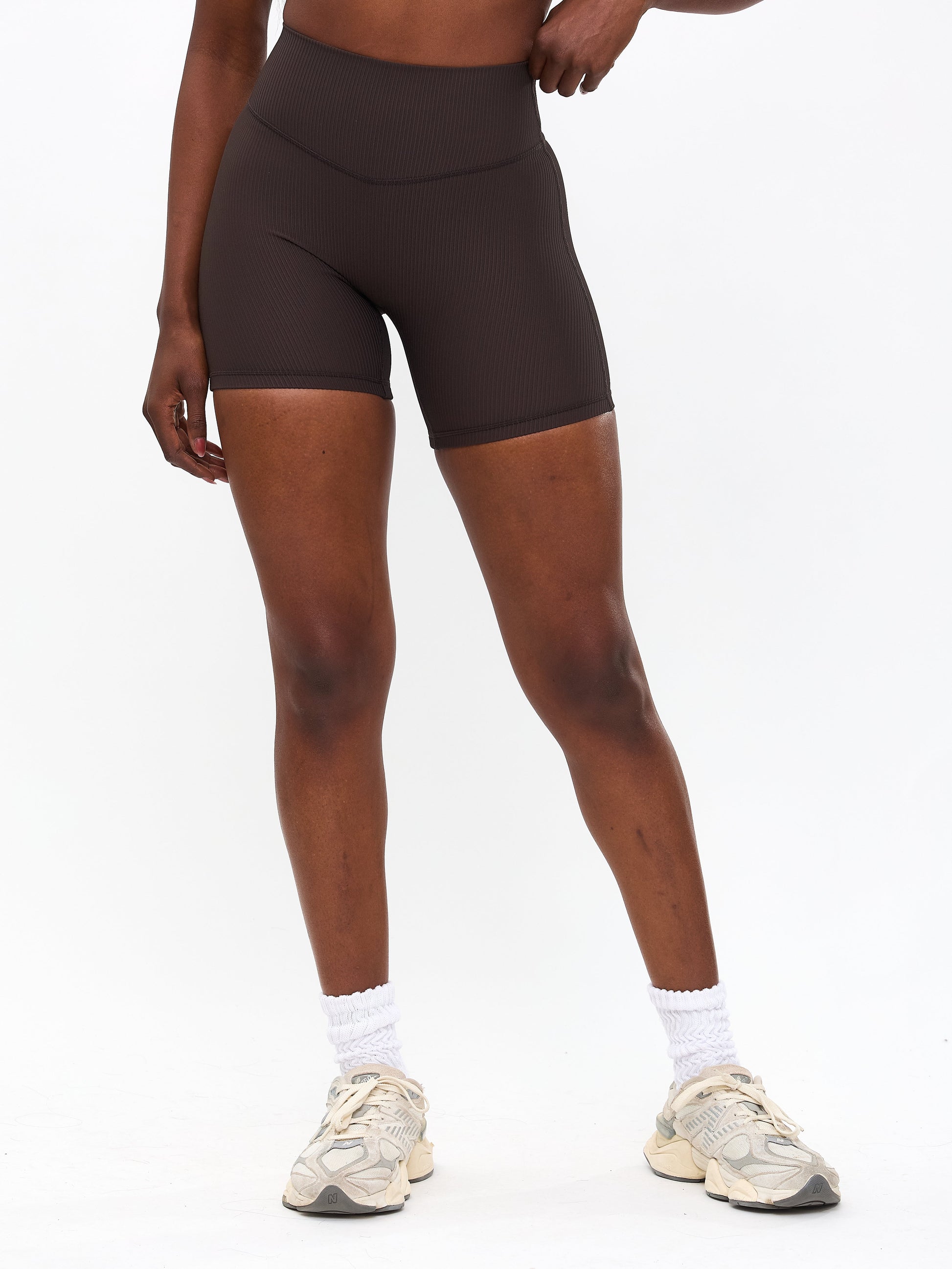 Material Girl Ribbed Short 6" - Cold Brew