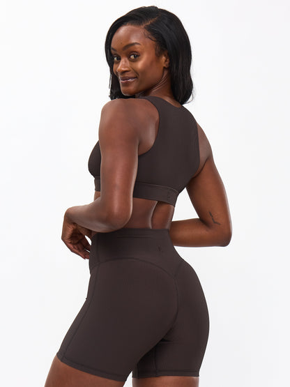 Material Girl Ribbed Short 6" - Cold Brew