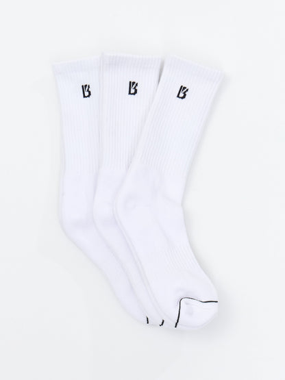 3 Pack Full Crew Socks - White