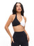 Poshknit Twist Halter Sports Bra - Black / White Image 0