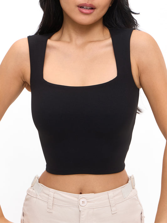 Butter Square Neck Crop - Onyx Black