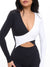 Poshknit Wrap Bodysuit - Black / White Image 4