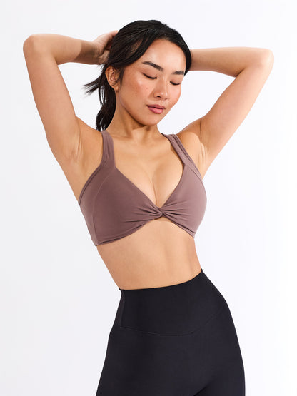 Twisted Curve Sports Bra - Mocha Berry