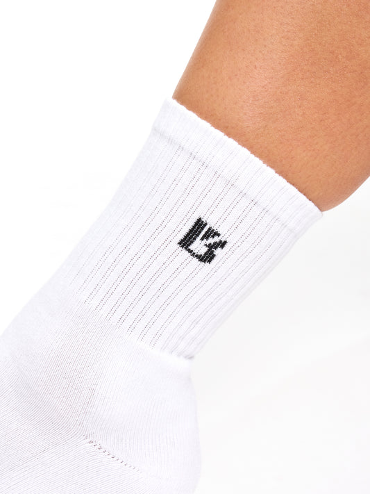 3 Pack Half Crew Socks - White