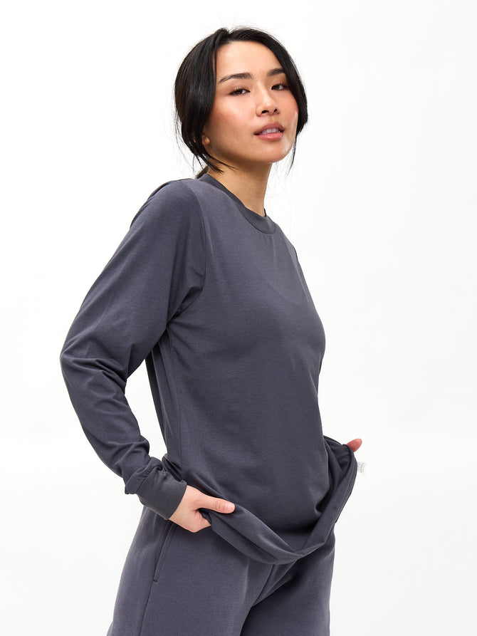 Drape Long Sleeve Tee - Blue Steel Image 3