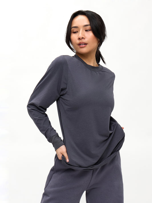 Drape Long Sleeve Tee - Blue Steel