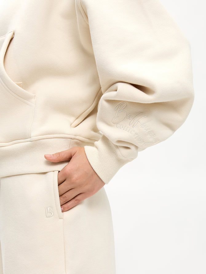 Plush Fleece Quarter Zip Pullover - Oat Milk Image 4