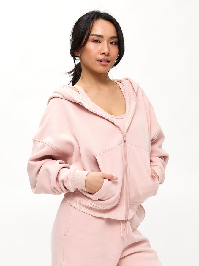 Plush Fleece Zip Hoodie - Strawberry Milk Image 2