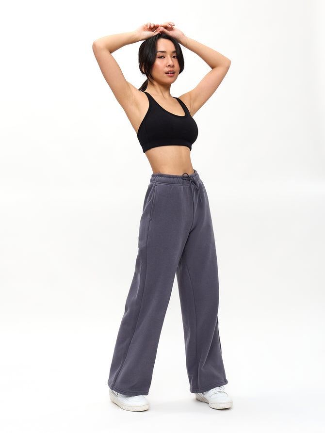 Plush Fleece Straight Leg Sweat Pant - Blue Steel Image 4