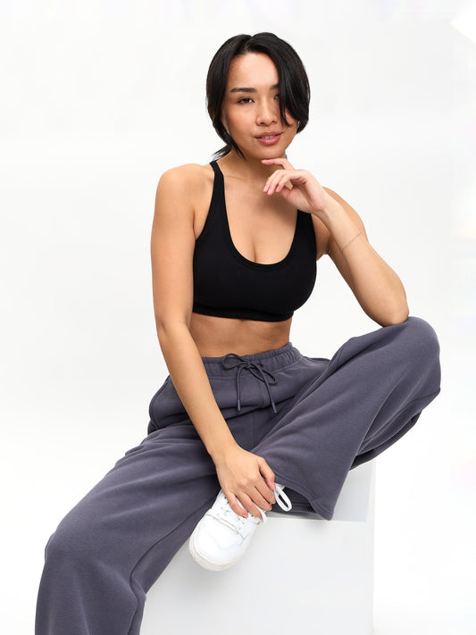 Plush Fleece Bralette - Onyx Black