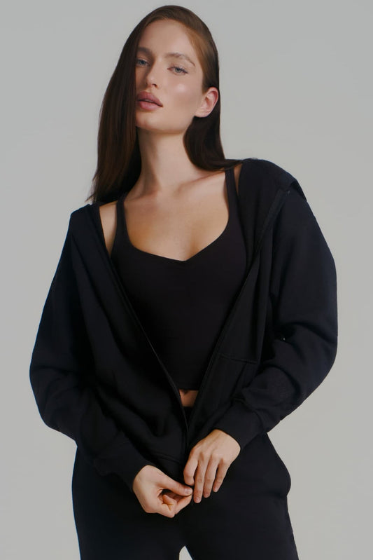 Threads Zip Hoodie - Onyx Black