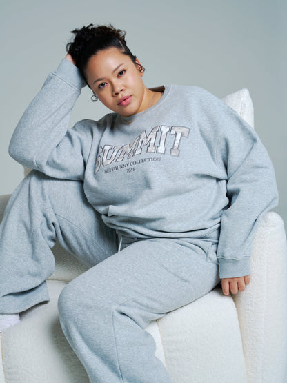 Plush Fleece Crew Pullover - Heather Grey