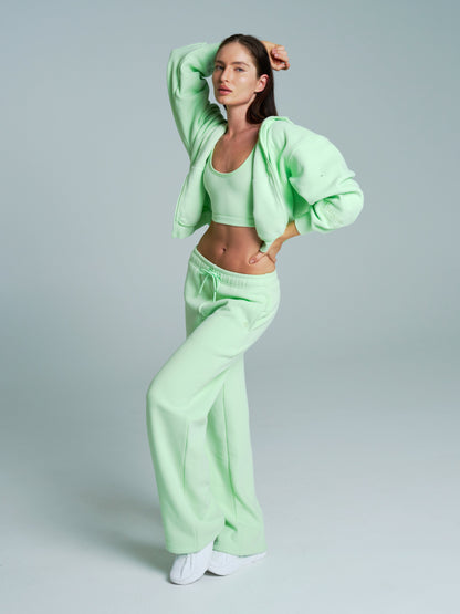 Plush Fleece Zip Hoodie - Honeydew