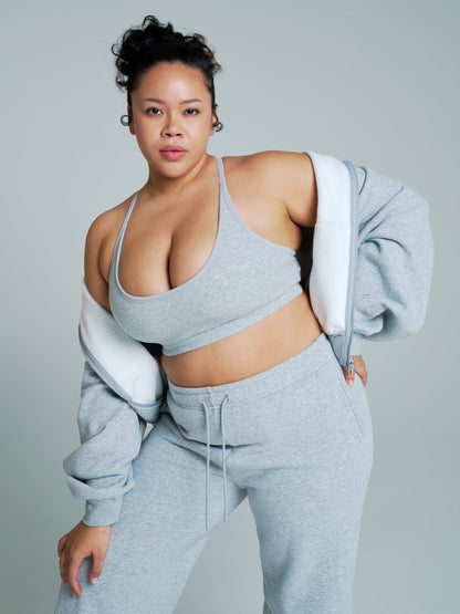 Plush Fleece Straight Leg Sweat Pant - Heather Grey