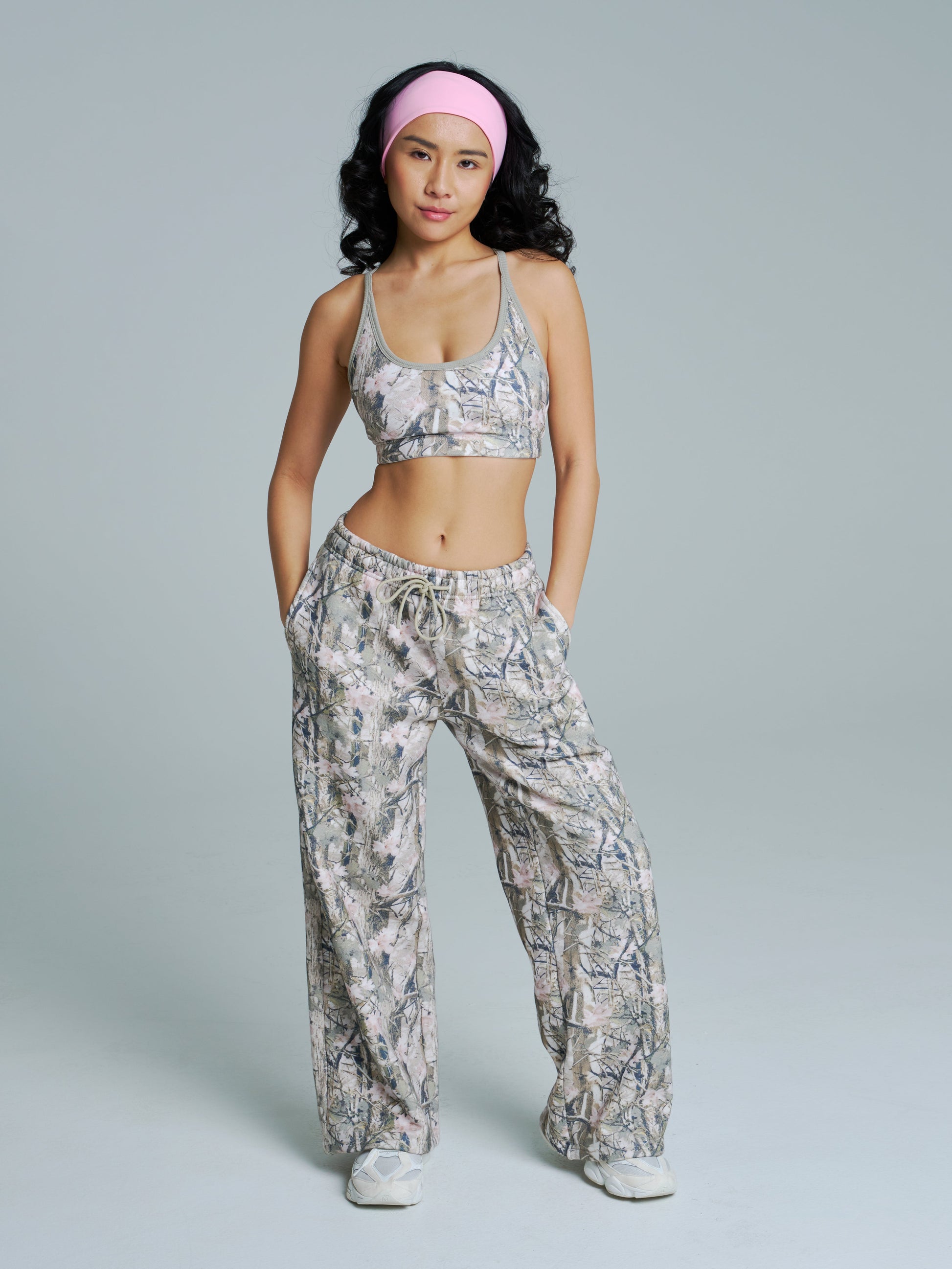 Plush Fleece Straight Leg Sweat Pant - Pink Camo