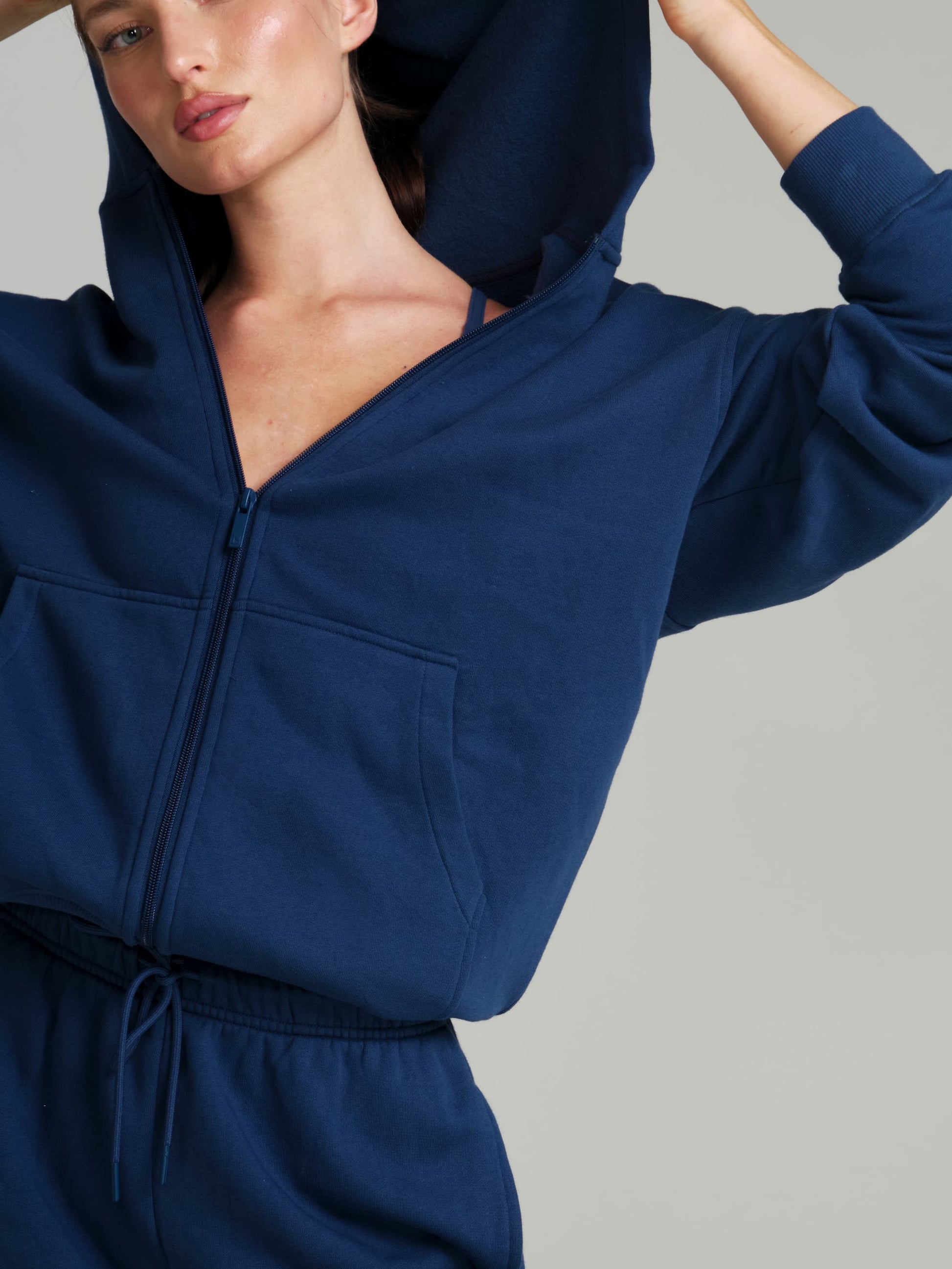 Threads Zip Hoodie - Baked Blue